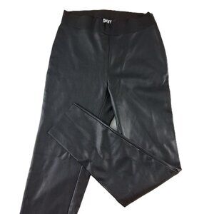 DKNY Faux Leather Skinny Ankle Pant Women's Size Small Black Elastic Waist